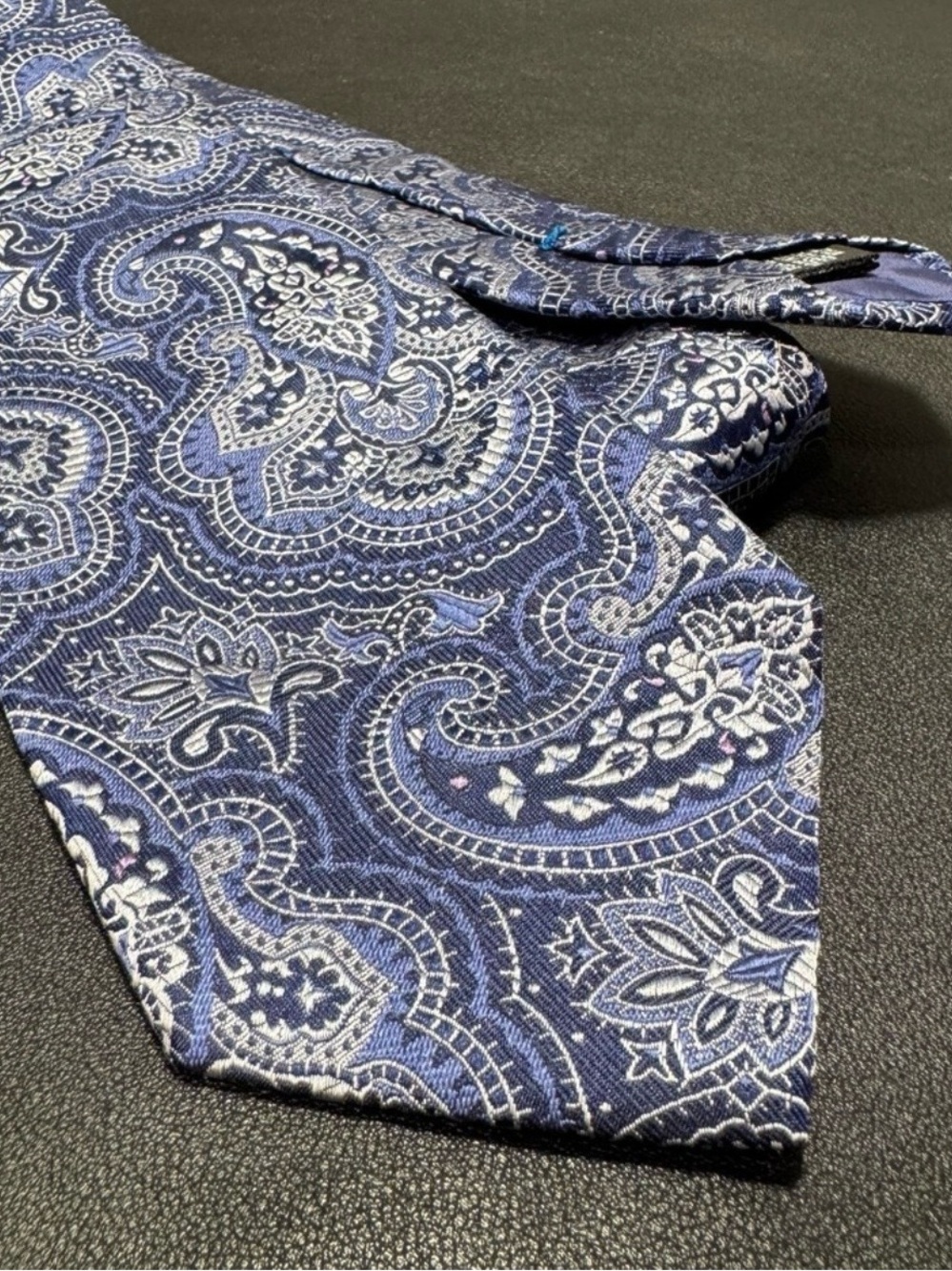 Hugo Boss Navy and White Paisley Silk Tie